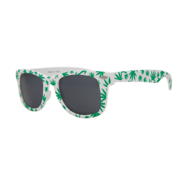 Locs Square Weed Leaf Sunglasses - Black Frame Retro Sport Shades For Men - UV400